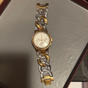 Gold and Silver Chain Link Watch
